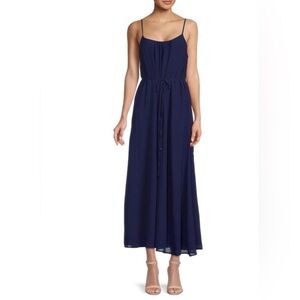 NEW Sam Edelman Royal Blue Belted Maxi Slip Dress Size Extra Small